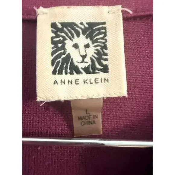 Anne Klein Burgundy Split-Neck Blouse – Size L - Picture 5 of 8